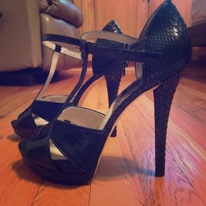 Michael Kors snake embossed/calf hair heels